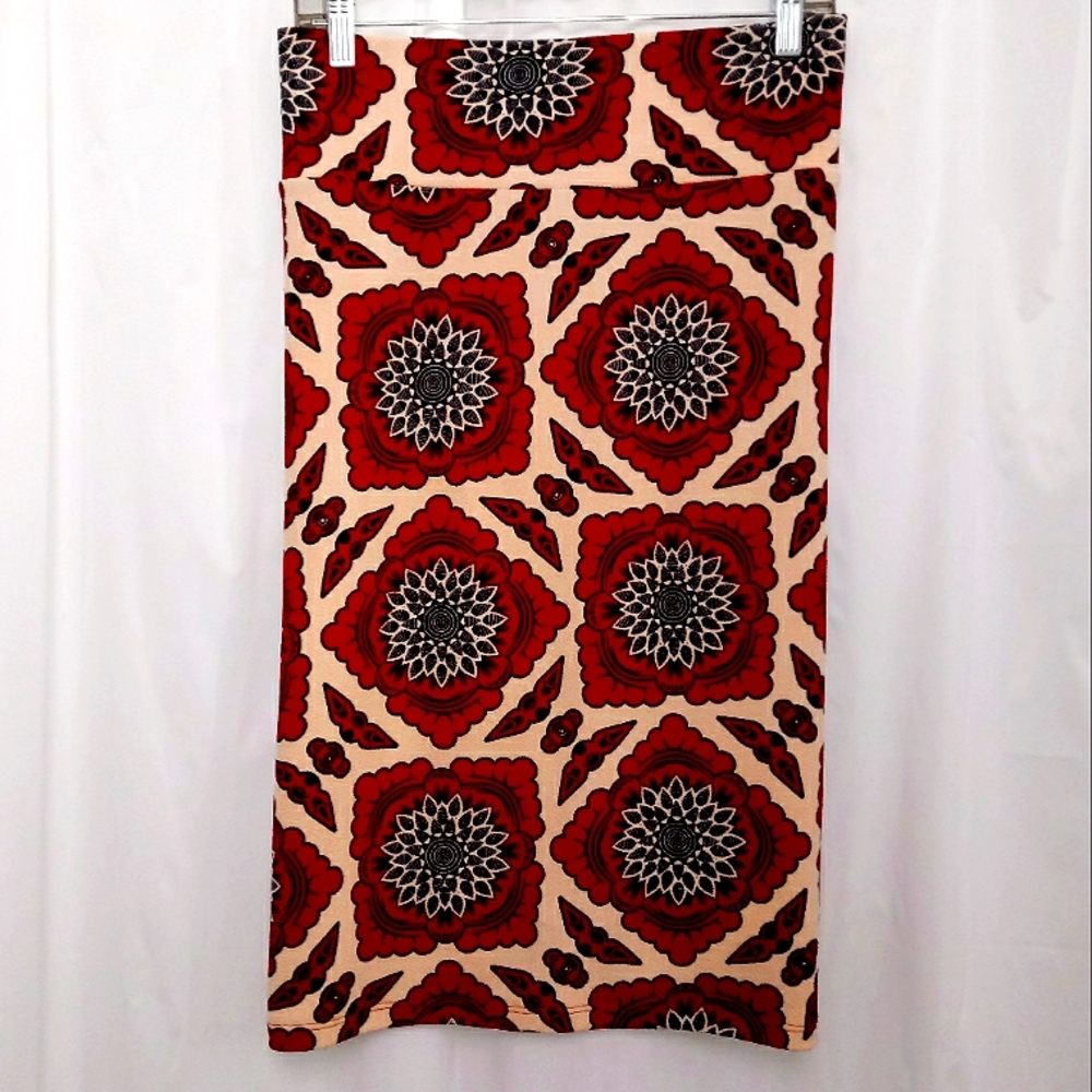 Excellent Used LuLaRoe Cassie Abstract Printed Pull-On Pencil Knit Skirt